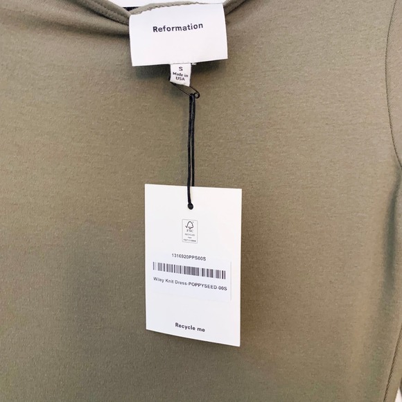 Reformation Wiley Poppyseed Olive Fit Flare Dress Small - Picture 3 of 13